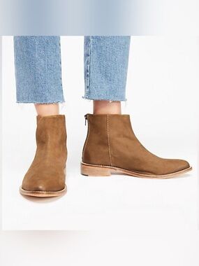 Free People Women's Century Ankle Boots Flat Brown Suede Leather-Size 39